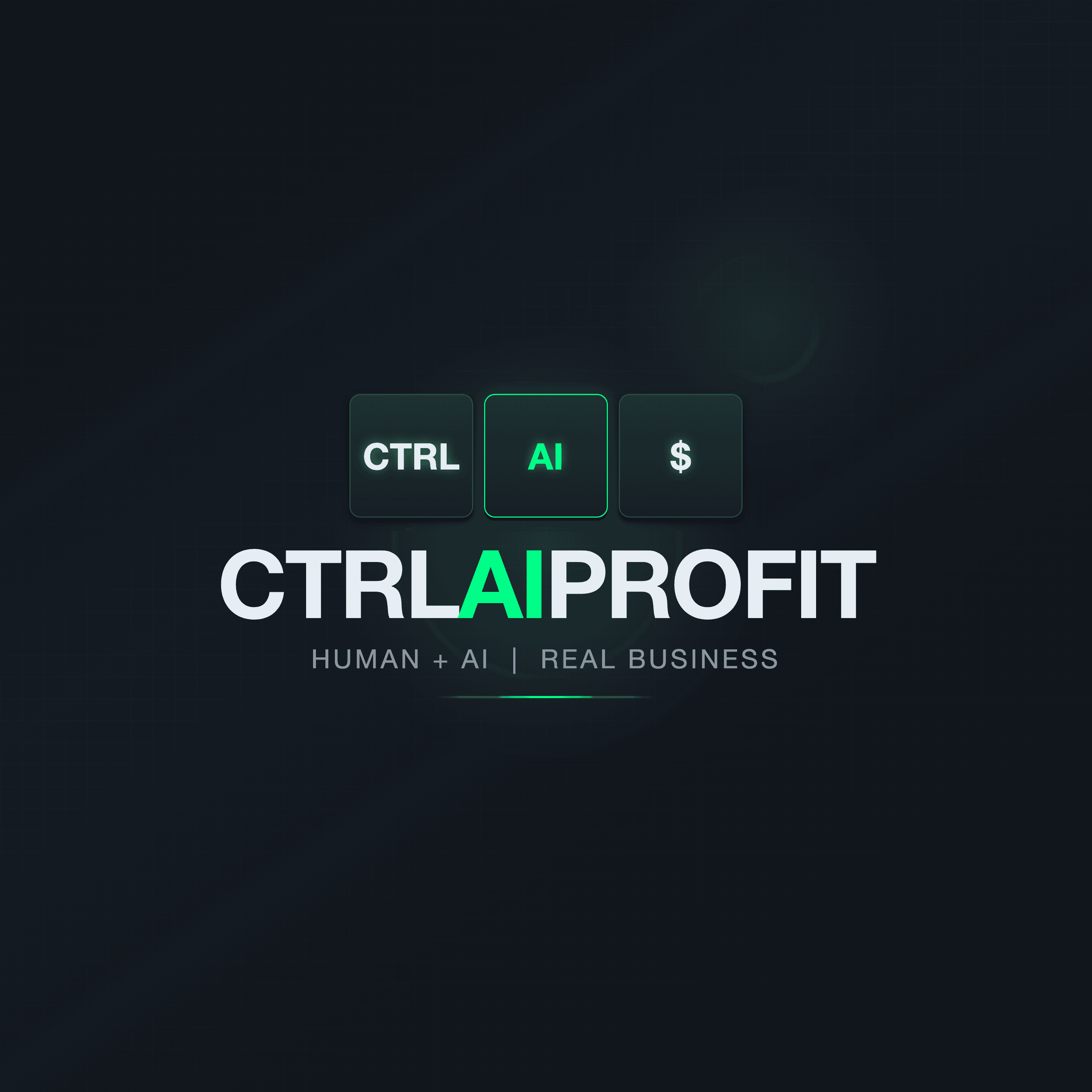 Ctrl AI Profit Podcast Cover — keyboard keys reading CTRL, AI, and dollar sign with green accent